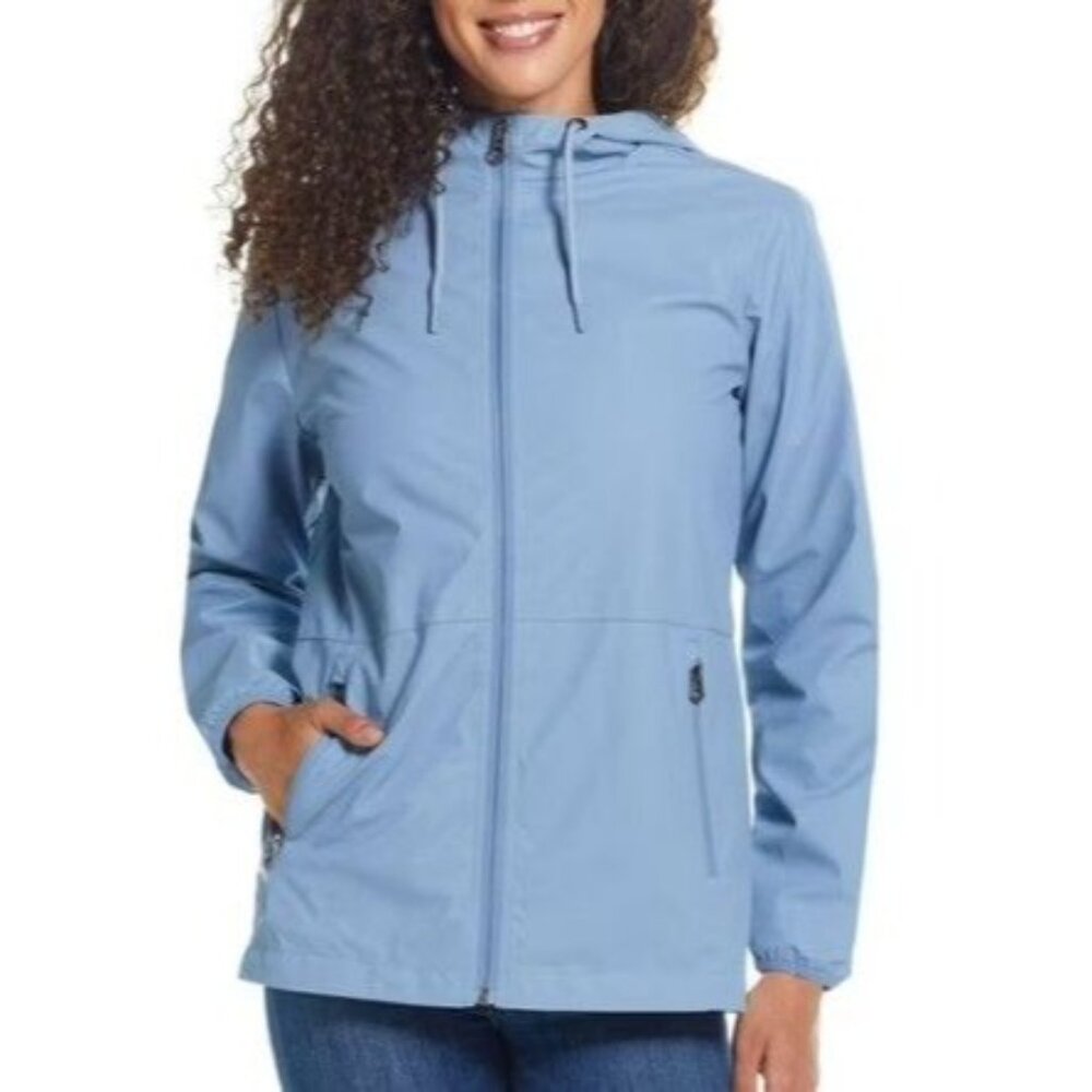 WP‎ Weatherproof Women's 2XL Blue Casual Lightweight Hooded Rain Jacket